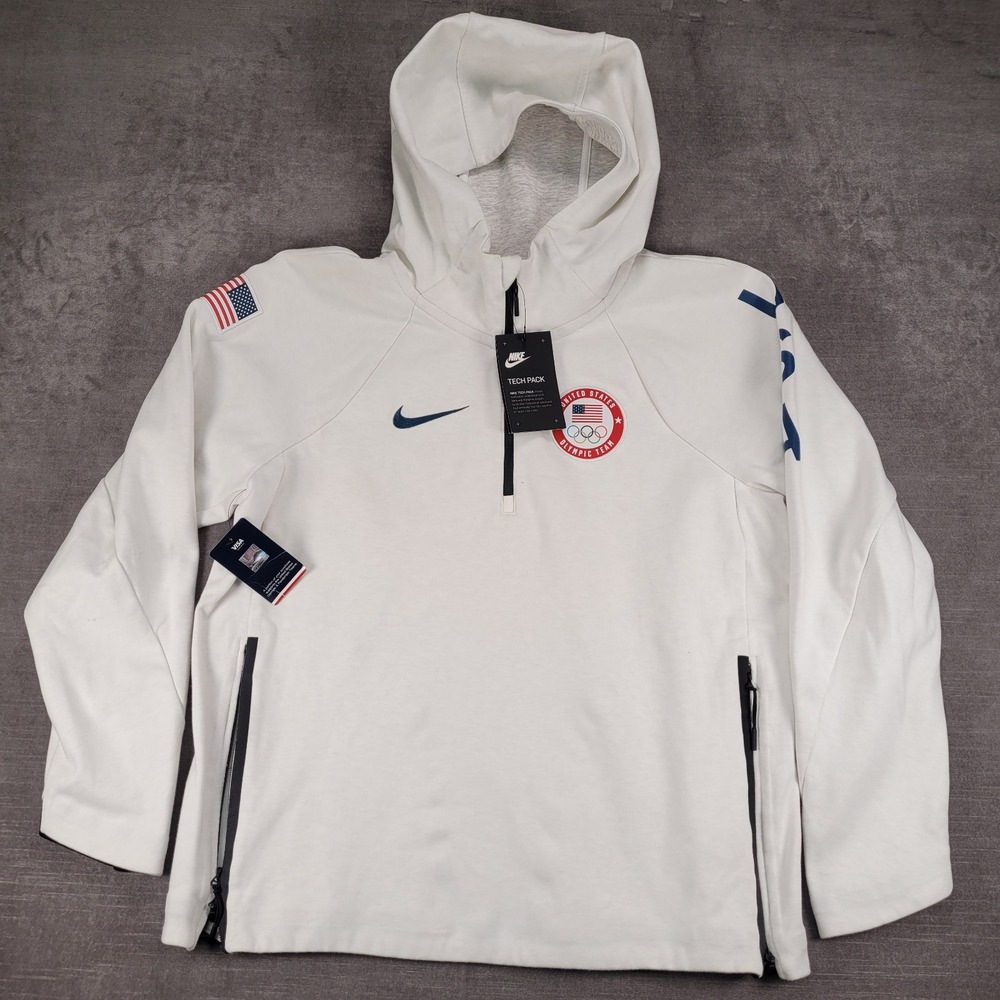 Nike Tech Pack Olympic Team USA Hoodie Pullover Jacket White Womens XL New Flaws